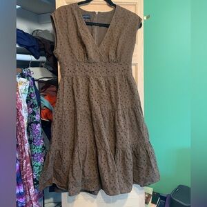 Anne Klein Brown Eyelet Mini Dress